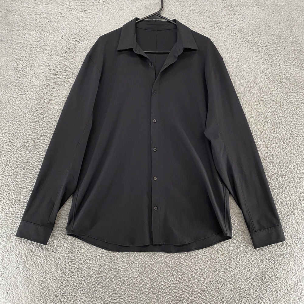 Lululemon Shirt Mens Large Black Long Sleeve Button Up Woven Office Work Stretch